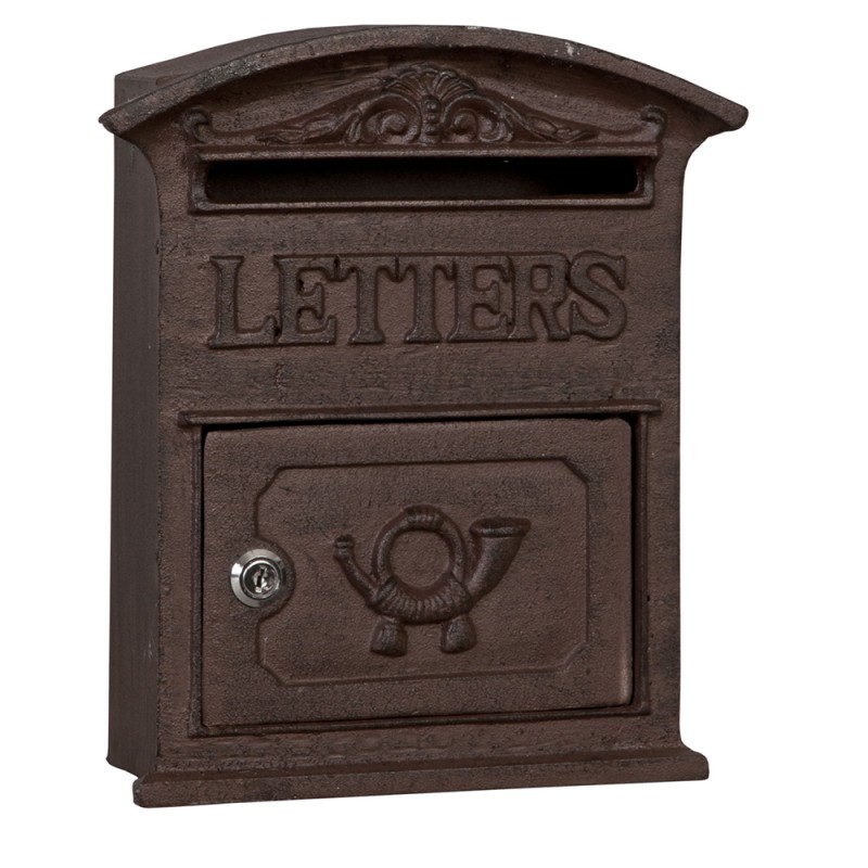 Clayre & Eef Brievenbus  27x9x31 cm Bruin Metaal Rechthoek Letters