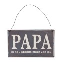 Clayre & Eef Tekstbord  17x10 cm Zwart Metaal Rechthoek Papa