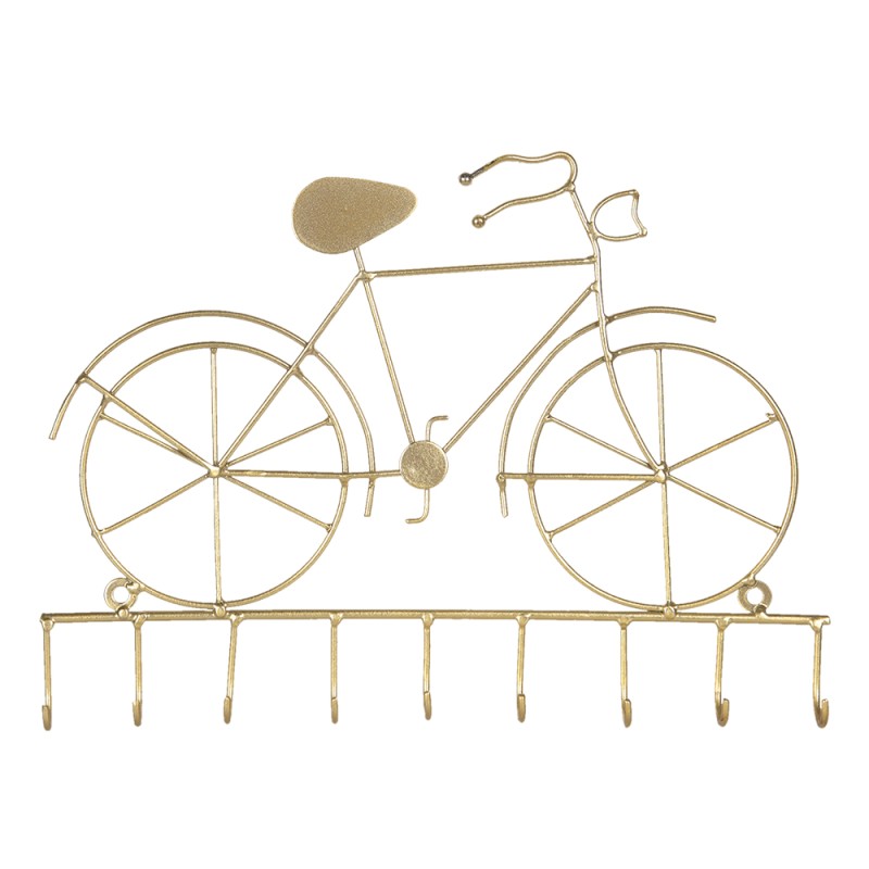 Clayre & Eef Schlüsselbrett Fahrrad 32x23 cm Goldfarbig Eisen