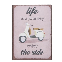 Clayre & Eef Decorative Magnet 5x7 cm Purple Iron Rectangle Life Journey Ride