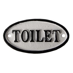 Clayre & Eef Toilet Sign 10x5 cm White Iron Oval Toilet