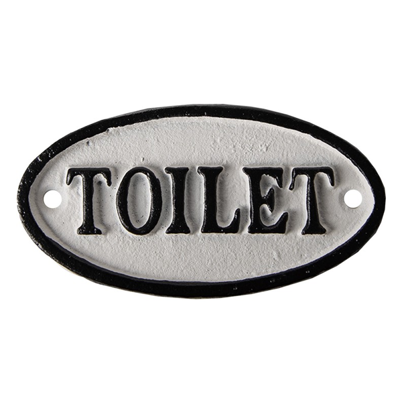 Clayre & Eef Cartello del bagno 10x5 cm Bianco Ferro Ovale Toilet