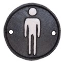Clayre & Eef Men's Toilet Sign Ø 8 cm Brown Iron Round Man