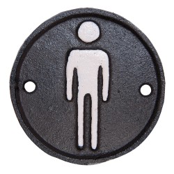 Clayre & Eef Plaque de toilettes pour hommes Ø 8 cm Marron Fer Rond Homme