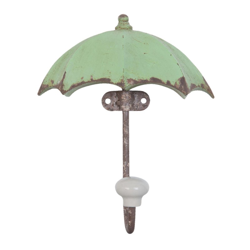 Clayre & Eef Patère murale 12x5x15 cm Vert Fer Rectangle Parapluie