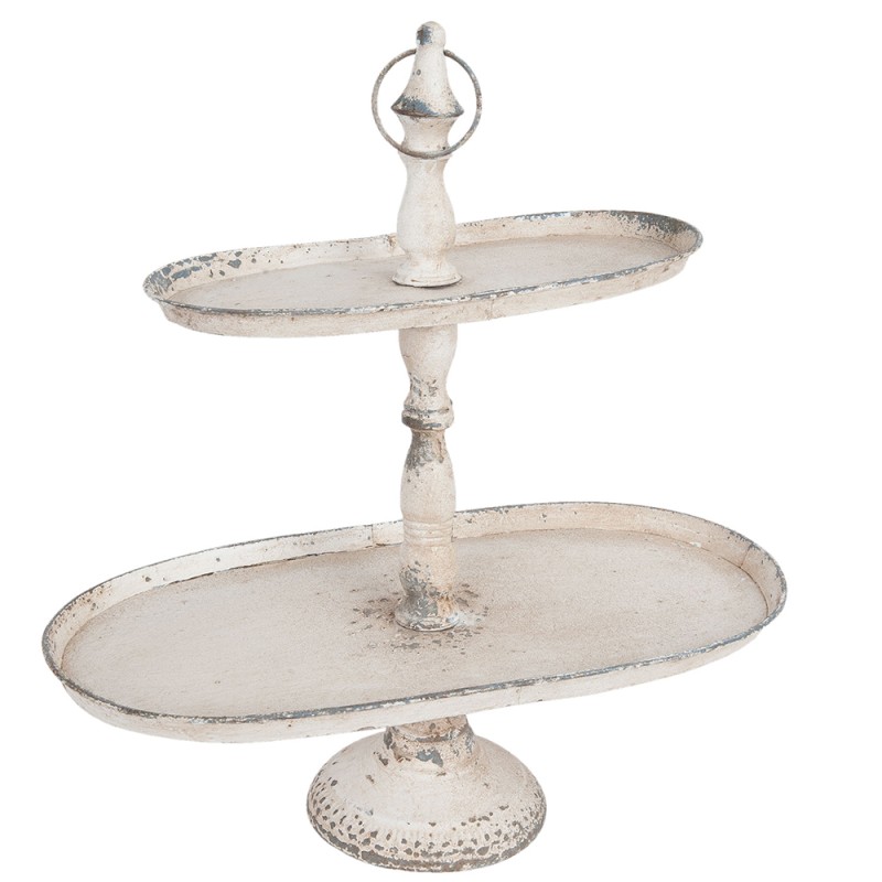 Clayre & Eef 2-Tiered Stand 47x24x50 cm White Iron Oval