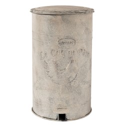 Clayre & Eef Pedaalemmer  12000 ml Wit Ijzer Rond Kip