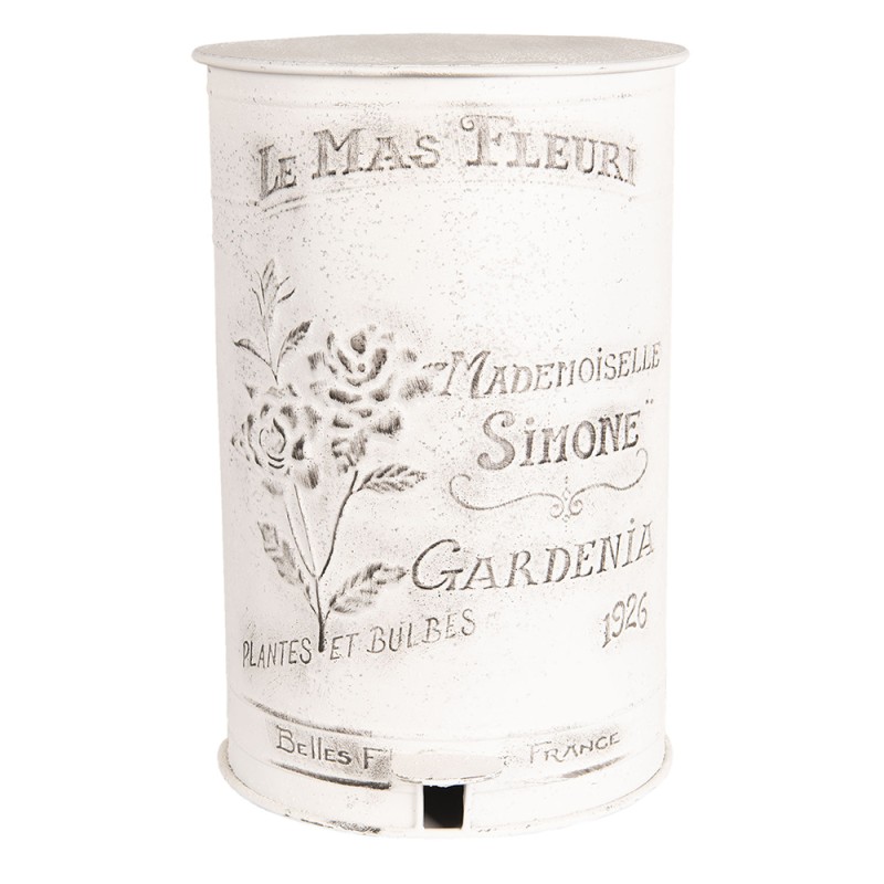 Clayre & Eef Pedal Bin 29x35x45 cm White Iron Round