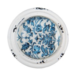 Clayre & Eef Poignée de porte Ø 4x7 cm Blanc Bleu Métal Rond