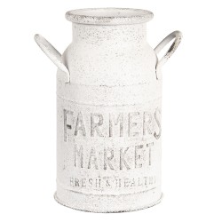 Clayre & Eef Ciotola per il latte decorativa 18x15x27 cm Bianco Metallo Rotondo Farmers Market