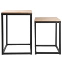 Clayre & Eef Beistelltisch 2er Set Schwarz Eisen Holz Quadrat