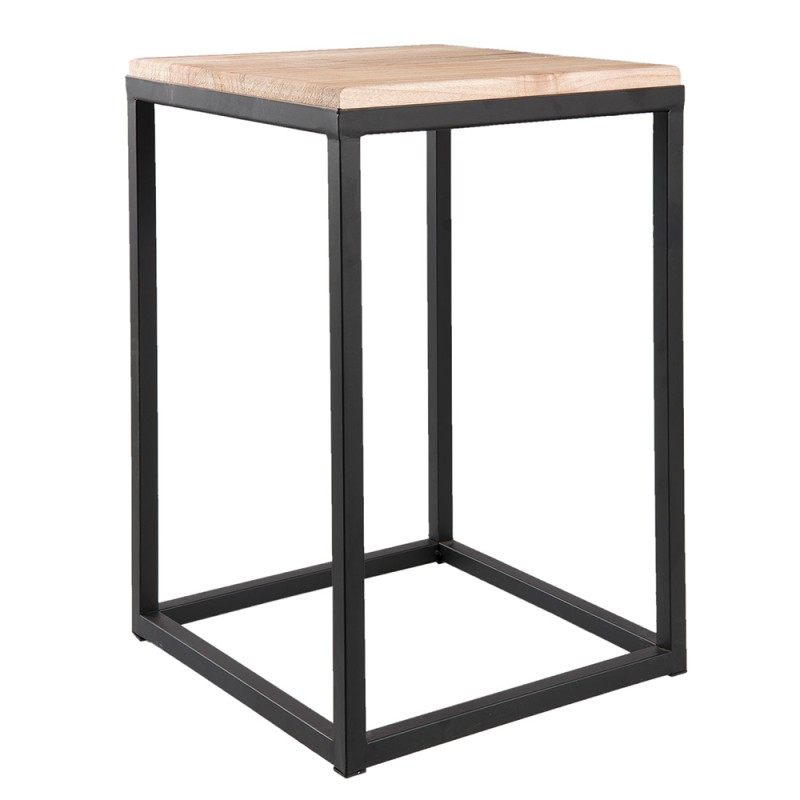 Clayre & Eef Table d'appoint set de 2 Noir Fer Bois Carré