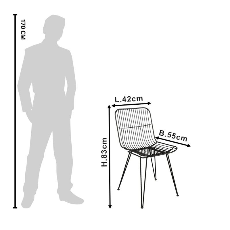 Clayre & Eef Sedie da pranzo 42x55x83 cm Nero Ferro