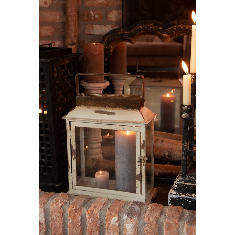 Clayre & Eef Lantern 25x12x30 cm Beige Iron Rectangle