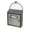 Clayre & Eef Mailbox 29x12x48 cm Grey Brown Metal Rectangle Post