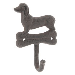 Clayre & Eef Wandhaken 10x4x15 cm Braun Metall Hund