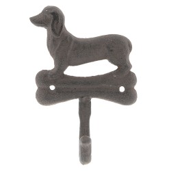 Clayre & Eef Wandhaken 10x4x15 cm Braun Metall Hund