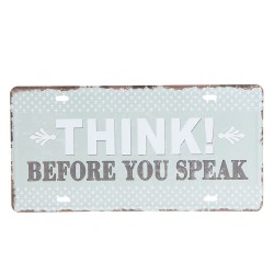 Clayre & Eef Plaque de texte 30x15 cm Gris Fer Rectangle