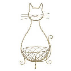 Clayre & Eef Dekoration Schale Katze 31x25x55 cm Goldfarbig Metall