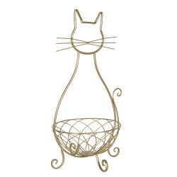 Clayre & Eef Dekoration Schale Katze 31x25x55 cm Goldfarbig Metall