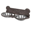 Clayre & Eef Ciotola per cane 39x18x12 cm Marrone Ferro Rettangolo Osso per cani Woef