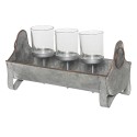 Clayre & Eef Porte-bougie 30x14x16 cm Gris Métal Verre