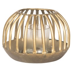 Clayre & Eef Wind Light Ø 15x10 cm Gold colored Metal Glass Round