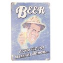 Clayre & Eef Plaque de texte 20x30 cm Bleu Fer Rectangle Beer Breakfast