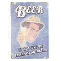 Clayre & Eef Text Sign 20x30 cm Blue Iron Rectangle Beer Breakfast