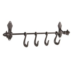 Clayre & Eef Wall Coat Rack 4 Hooks 49x8x13 cm Brown Iron