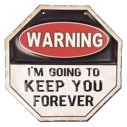 Clayre & Eef Plaque de texte 30x30 cm Noir Blanc Fer Warning