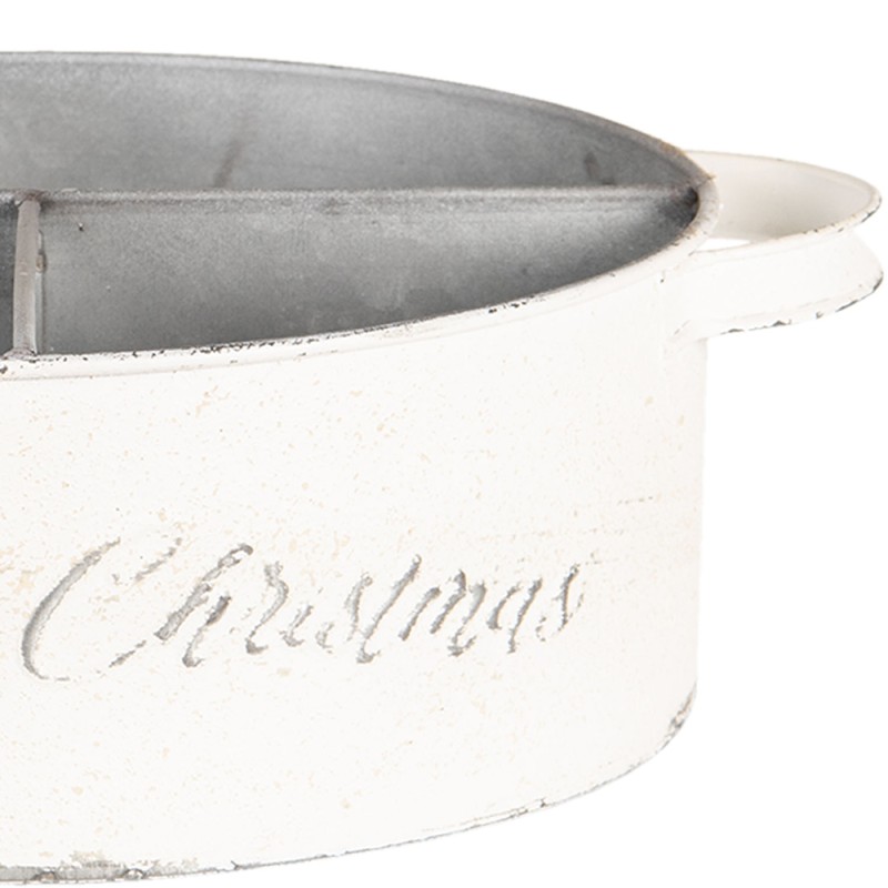 Clayre & Eef Vakkenbak 3 vakken  36x28x10 cm Wit Ijzer Rond Home Christmas