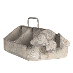 Clayre & Eef Scatola a scomparti 4 scomparti 45x24x20 cm Grigio Ferro Rettangolo Maiale