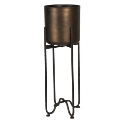 Clayre & Eef Plant Stand  Ø 20x60 cm Brown Iron Round