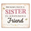 Clayre & Eef Text Sign 15x13 cm Beige Pink Metal Rectangle Sister Friend