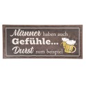 Clayre & Eef Text Sign 30x13 cm Black Metal Rectangle Männer Gefühle Durst