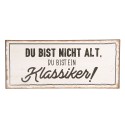 Clayre & Eef Textschild 30x13 cm Weiß Schwarz Metall Rechteck