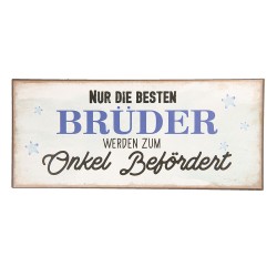 Clayre & Eef Plaque de texte 30x13 cm Blanc Métal Rectangle Brüder Onkel