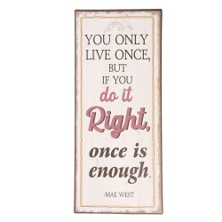 Clayre & Eef Text Sign 13x30 cm Beige Metal Rectangle