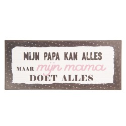 Clayre & Eef Textschild 13x30 cm Weiß Schwarz Metall Rechteck