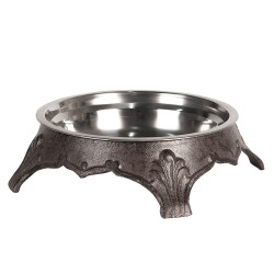 Clayre & Eef Bols d'alimentation pour chien Ø 24x8 cm Marron Fer Rond Décorations