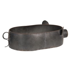 Clayre & Eef Porte-plante Cochon 34x24x10 cm Gris Marron Zinc