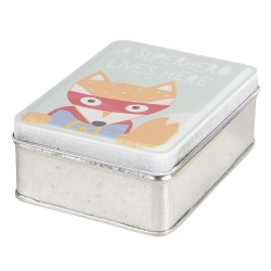 Clayre & Eef Blechdose-Aufbewahrungsbox Fuchs 10x8x4 cm Grau Grün Metall Rechteck Fuchs