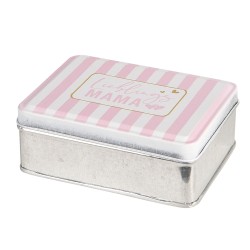 Clayre & Eef Tin Storage Box 10x8x4 cm Pink Metal Rectangle