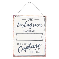 Clayre & Eef Text Sign 24x19 cm White Metal Rectangle Instagram Hashtag