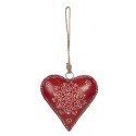 Clayre & Eef Pendentif 16x4x16 cm Rouge Métal En forme de coeur Fleur