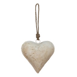 Clayre & Eef Pendentif 16x4x16 cm Beige Métal En forme de coeur Fleur