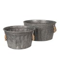 Clayre & Eef Decoratie Emmer Set van 2  Grijs Ijzer Rond