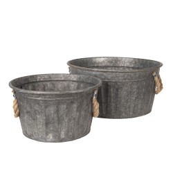 Clayre & Eef Seau décoratif set de 2 Gris Fer Rond