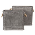 Clayre & Eef Decorative Zinc Tub Set of 2 Grey Metal Square